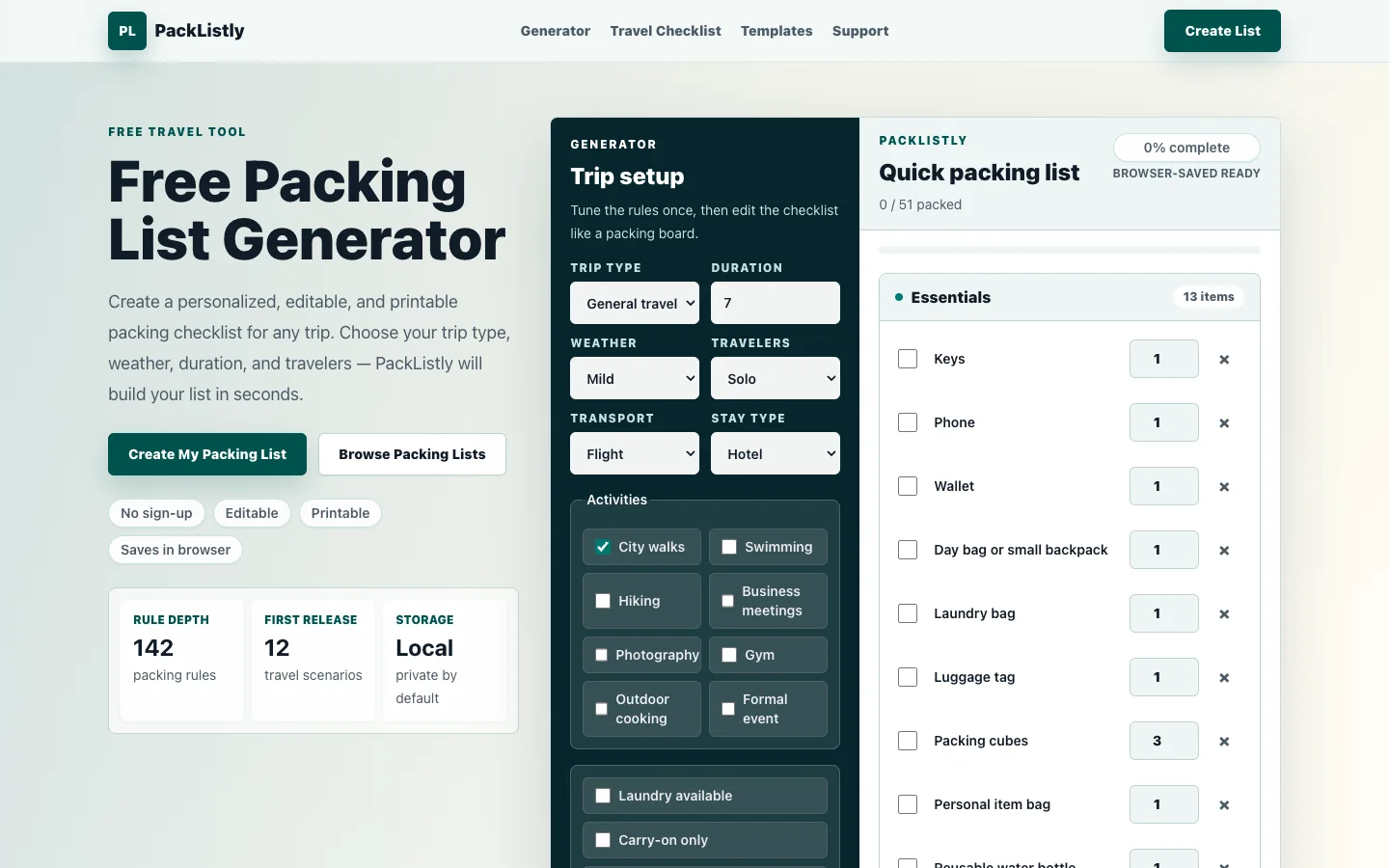 PackListly preview